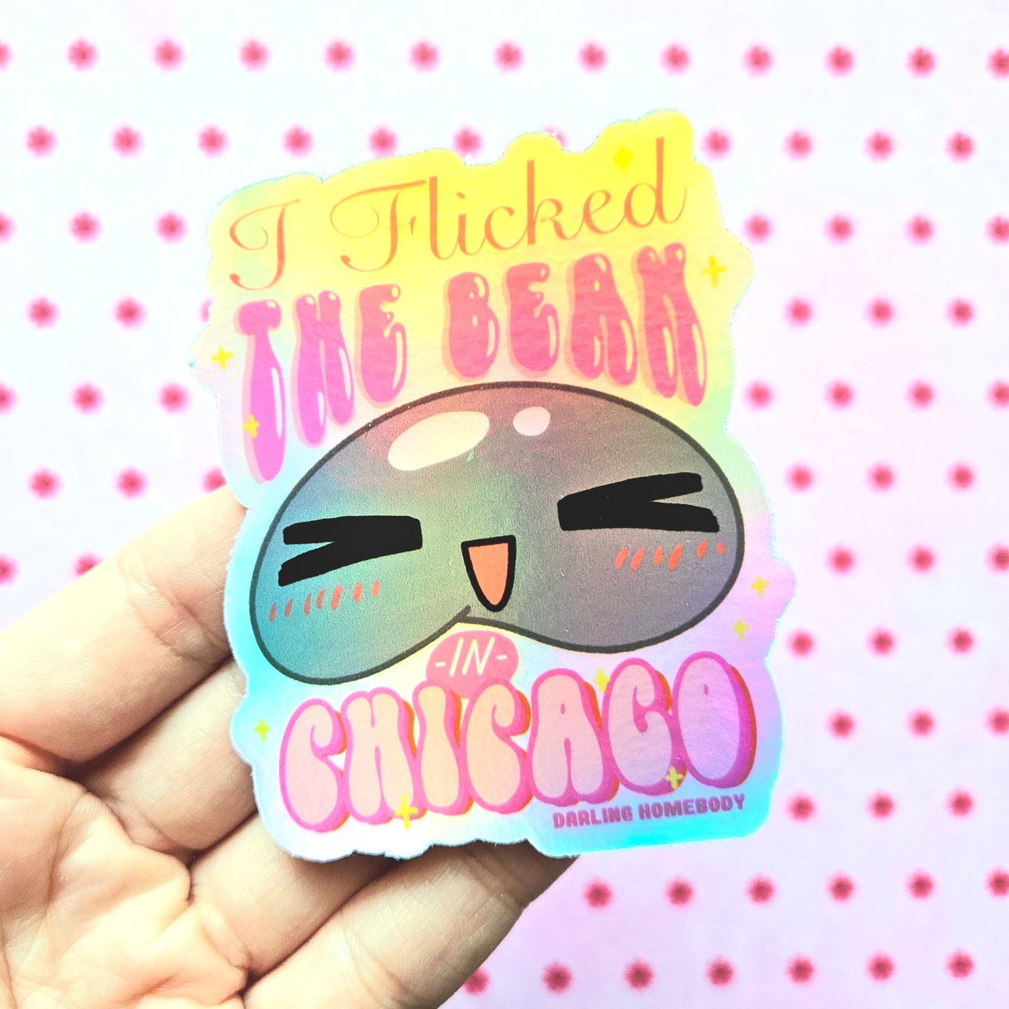 Chicago Bean Sticker. Holographic Vinyl Sticker. Funny Weatherproof Decal.