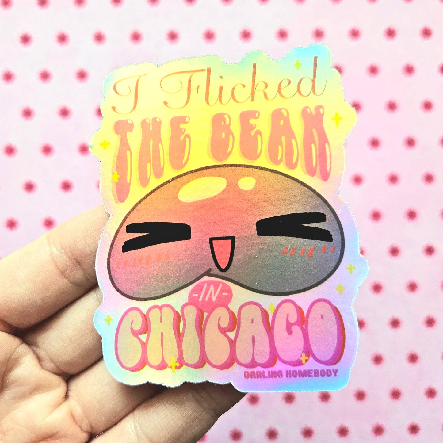 Chicago Bean Sticker. Holographic Vinyl Sticker. Funny Weatherproof Decal.