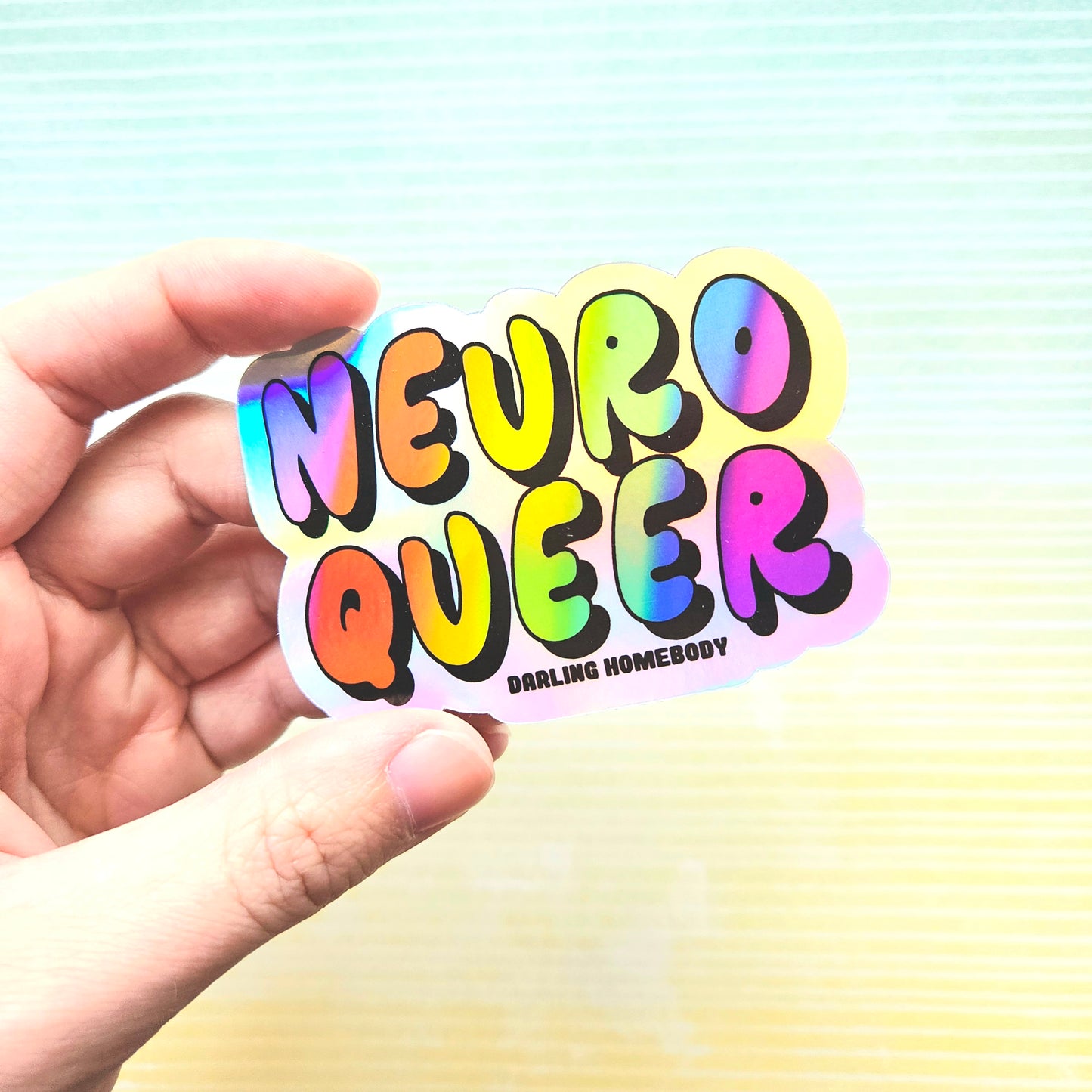Neuroqueer Sticker. Holographic Vinyl Sticker. Neurodivergent Weatherproof Decal.