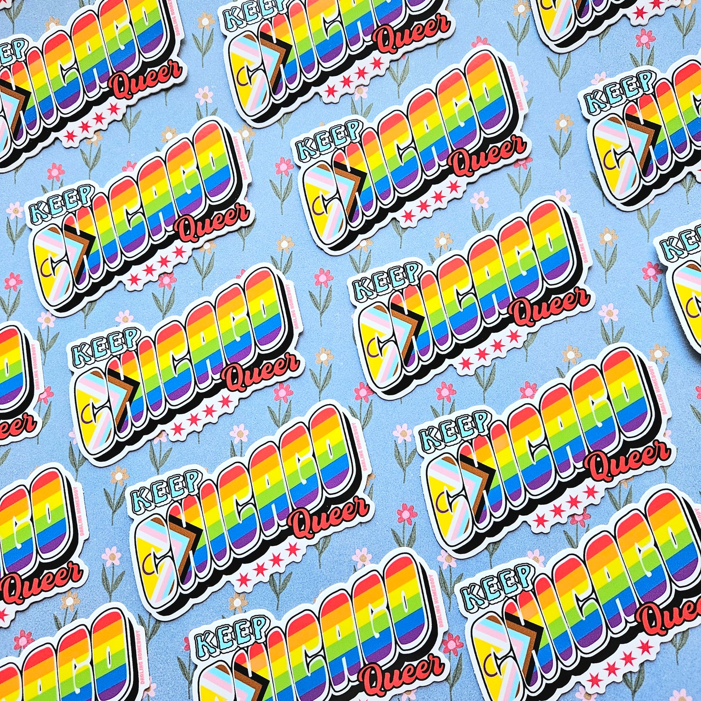 Keep Chicago Queer Sticker. Pride Flag Decal.