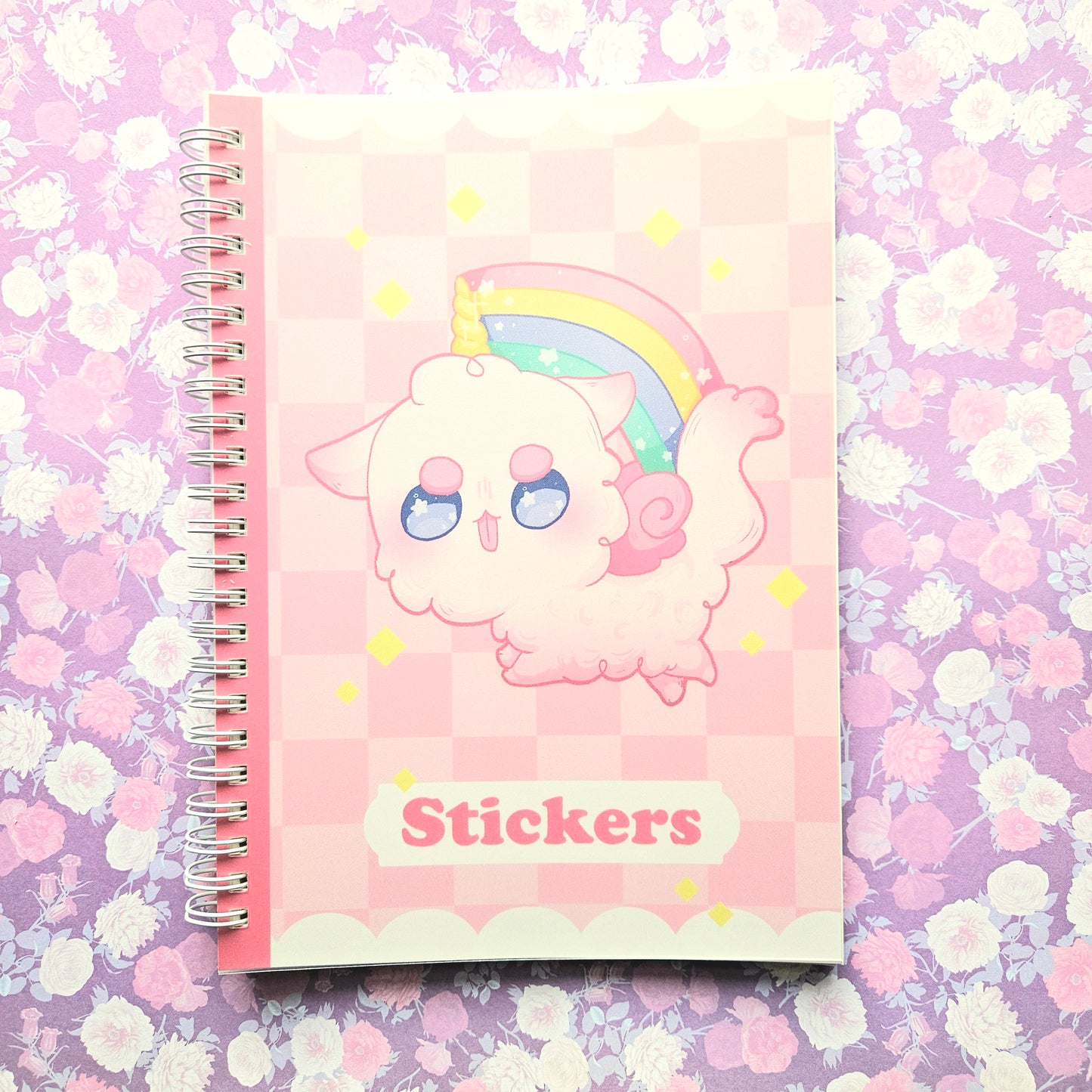 50 Page Sticker Keeper Book. Pink Unicorn Cat. Reusable Sticker Album.