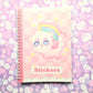 50 Page Sticker Keeper Book. Pink Unicorn Cat. Reusable Sticker Album.