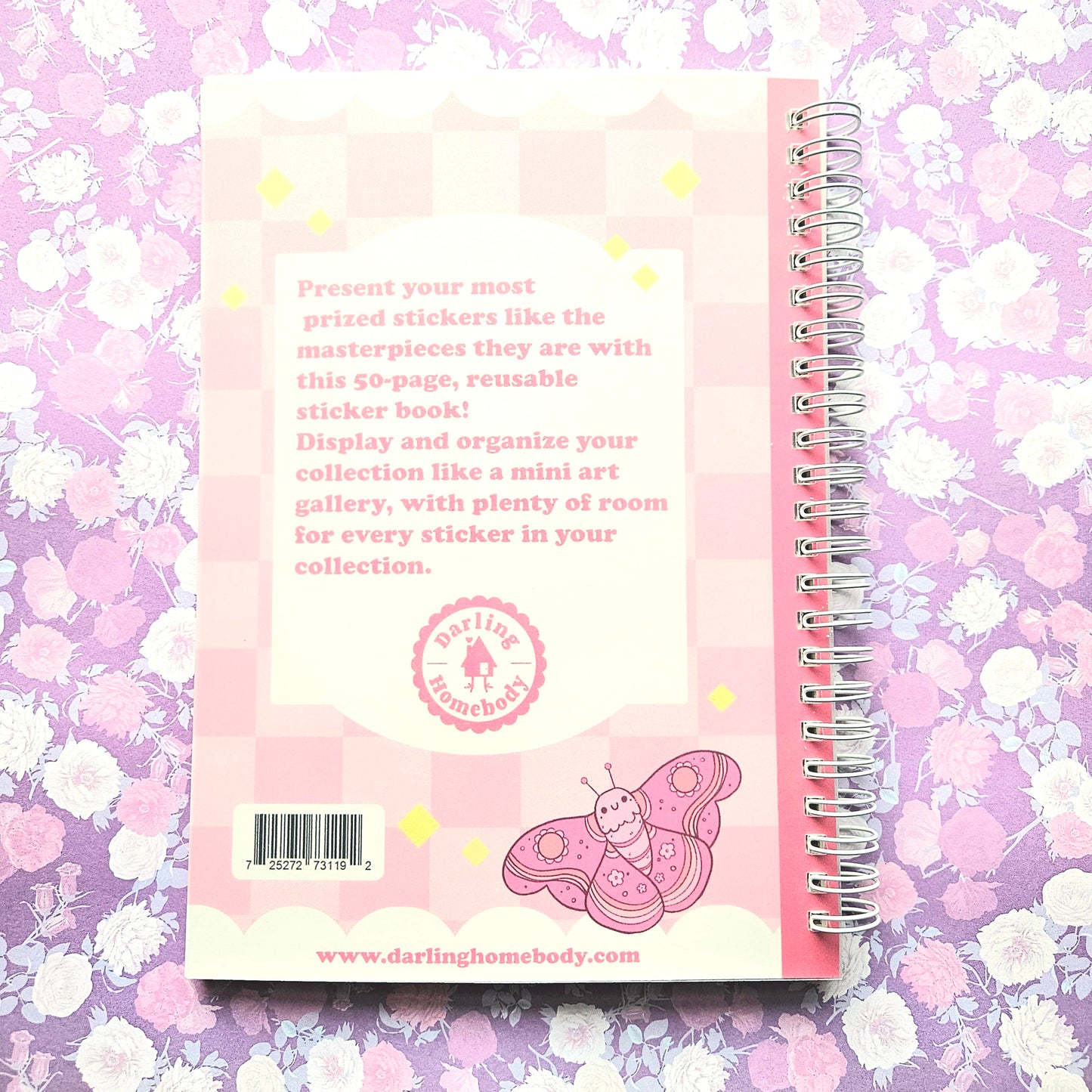 50 Page Sticker Keeper Book. Pink Unicorn Cat. Reusable Sticker Album.
