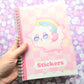 50 Page Sticker Keeper Book. Pink Unicorn Cat. Reusable Sticker Album.