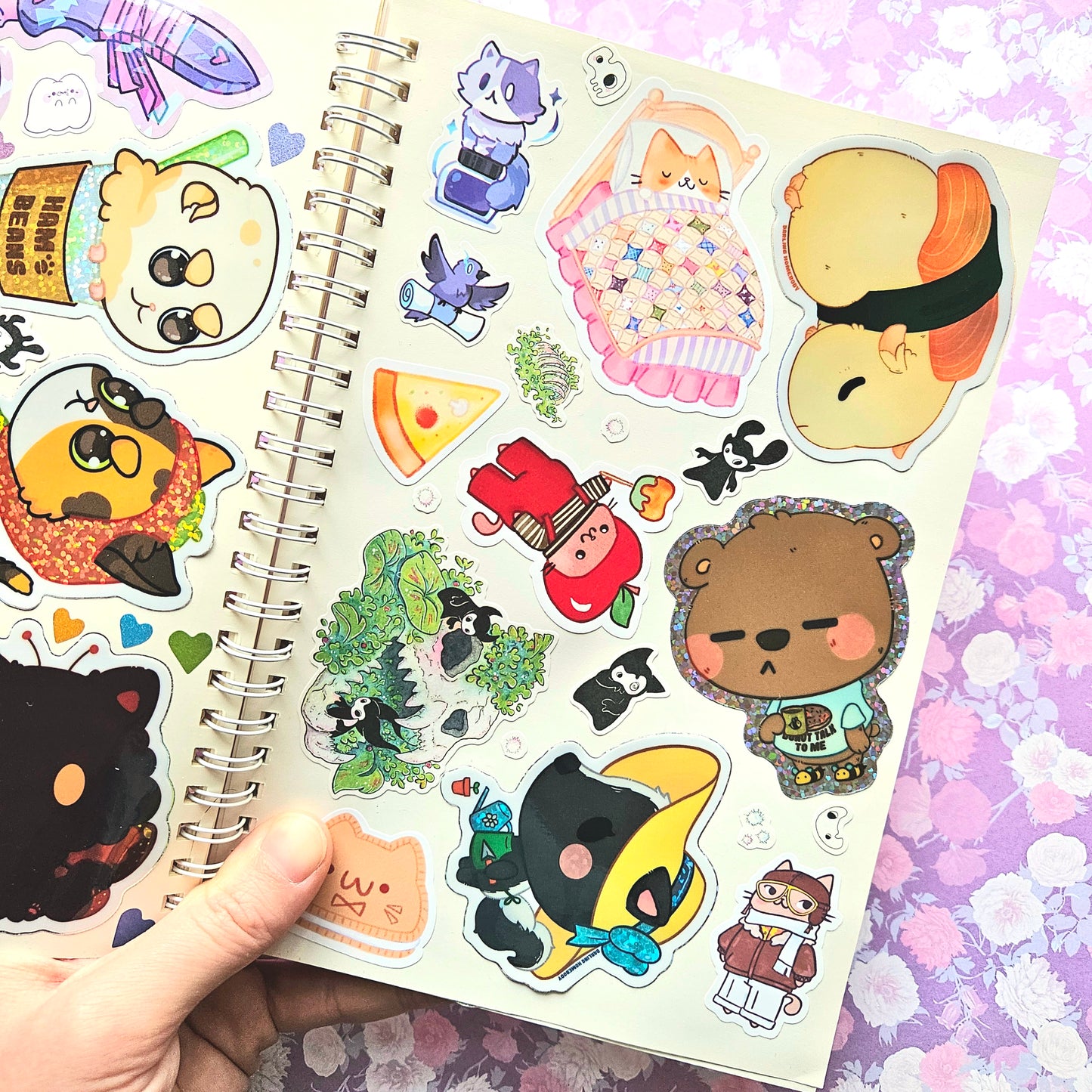 50 Page Sticker Keeper Book. Pink Unicorn Cat. Reusable Sticker Album.