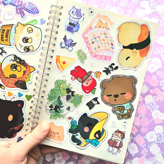 50 Page Sticker Keeper Book. Pink Unicorn Cat. Reusable Sticker Album.