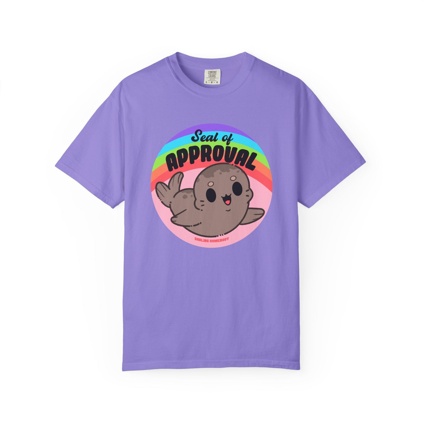 Seal of Approval T-shirt. Cute Rainbow Seal.