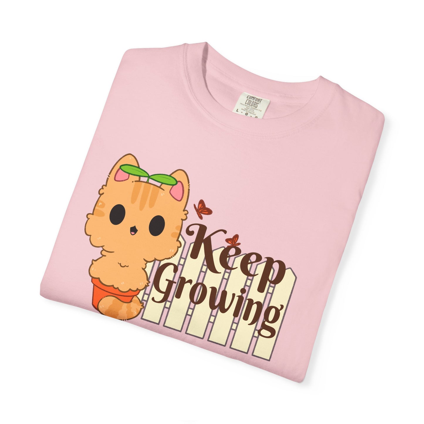 Keep Growing T-shirt. Cute Cat Plant Shirt.