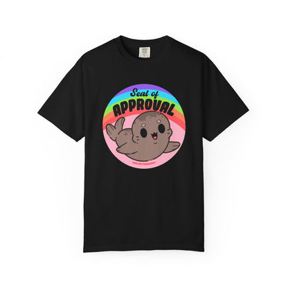 Seal of Approval T-shirt. Cute Rainbow Seal.