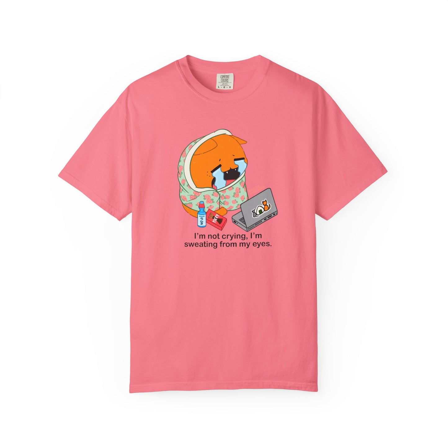 I’m Not Crying T-shirt. Orange Cat Watching Anime Shirt.
