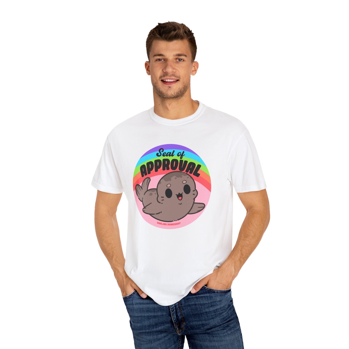 Seal of Approval T-shirt. Cute Rainbow Seal.