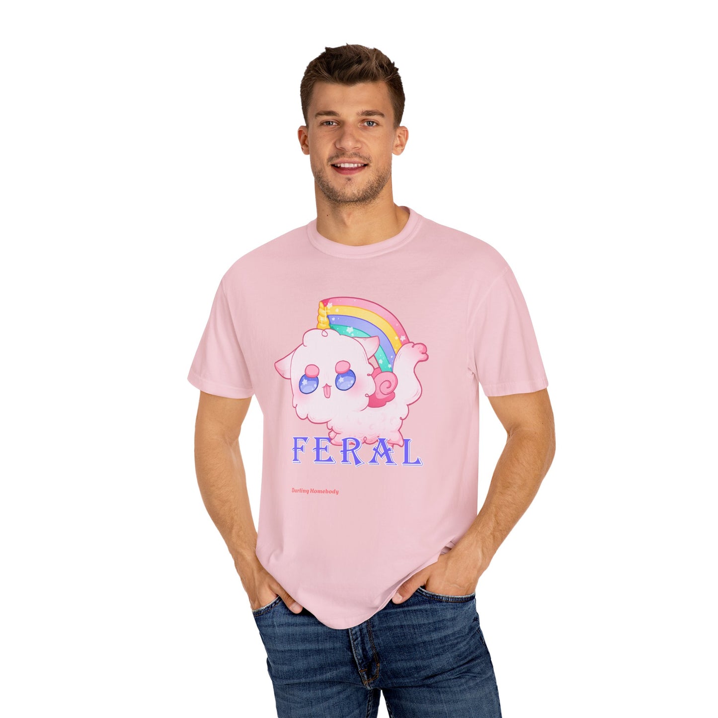 Rainbow Feral Cat Unicorn T-shirt.