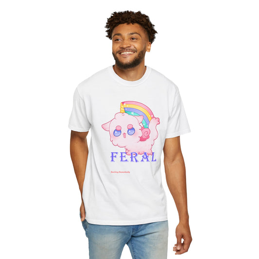 Rainbow Feral Cat Unicorn T-shirt.