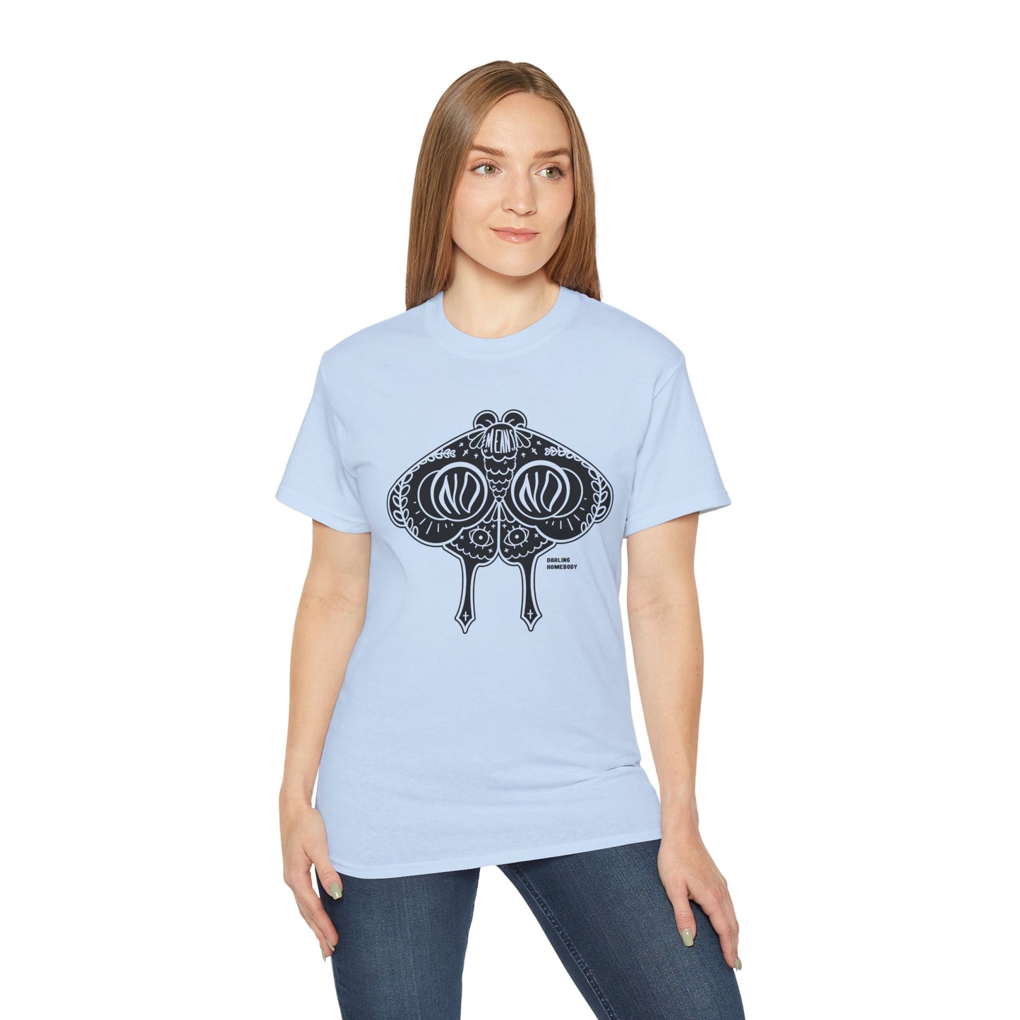 Moth No Means No Black on Light Unisex Ultra Cotton Tee
