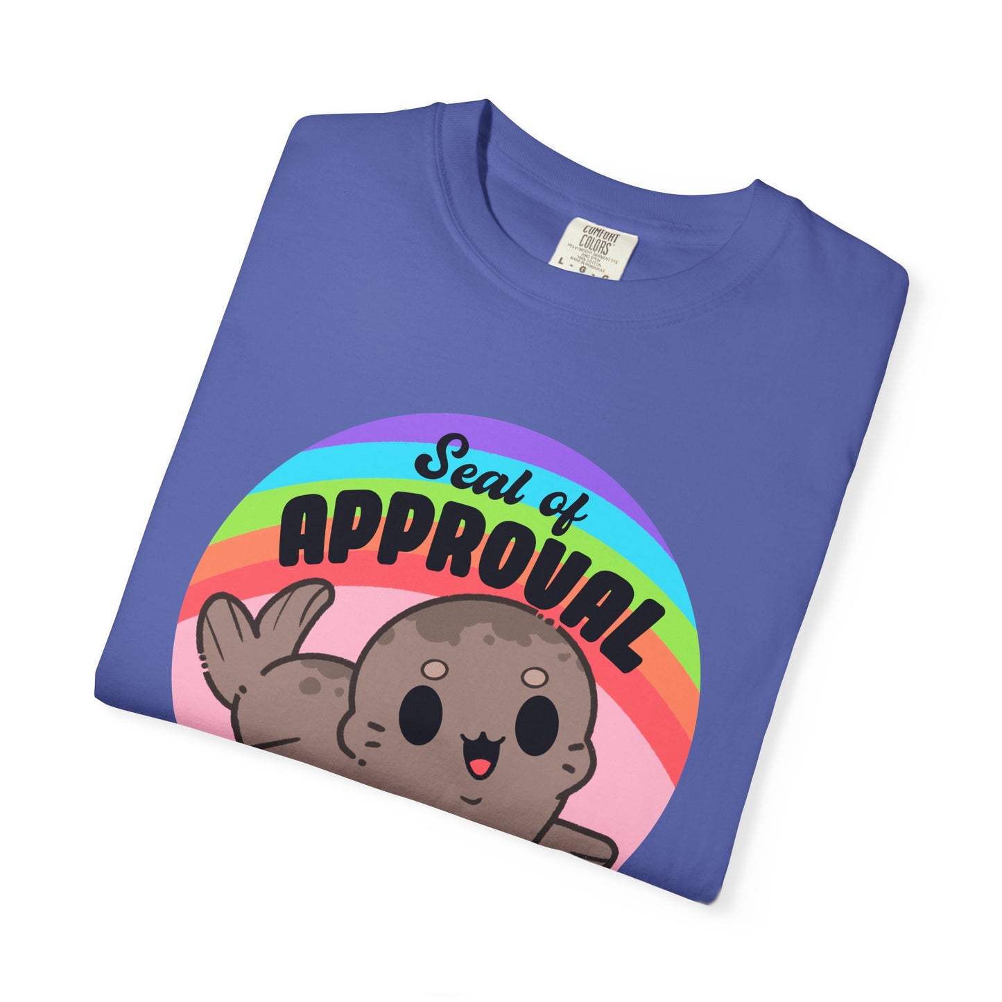 Seal of Approval T-shirt. Cute Rainbow Seal.