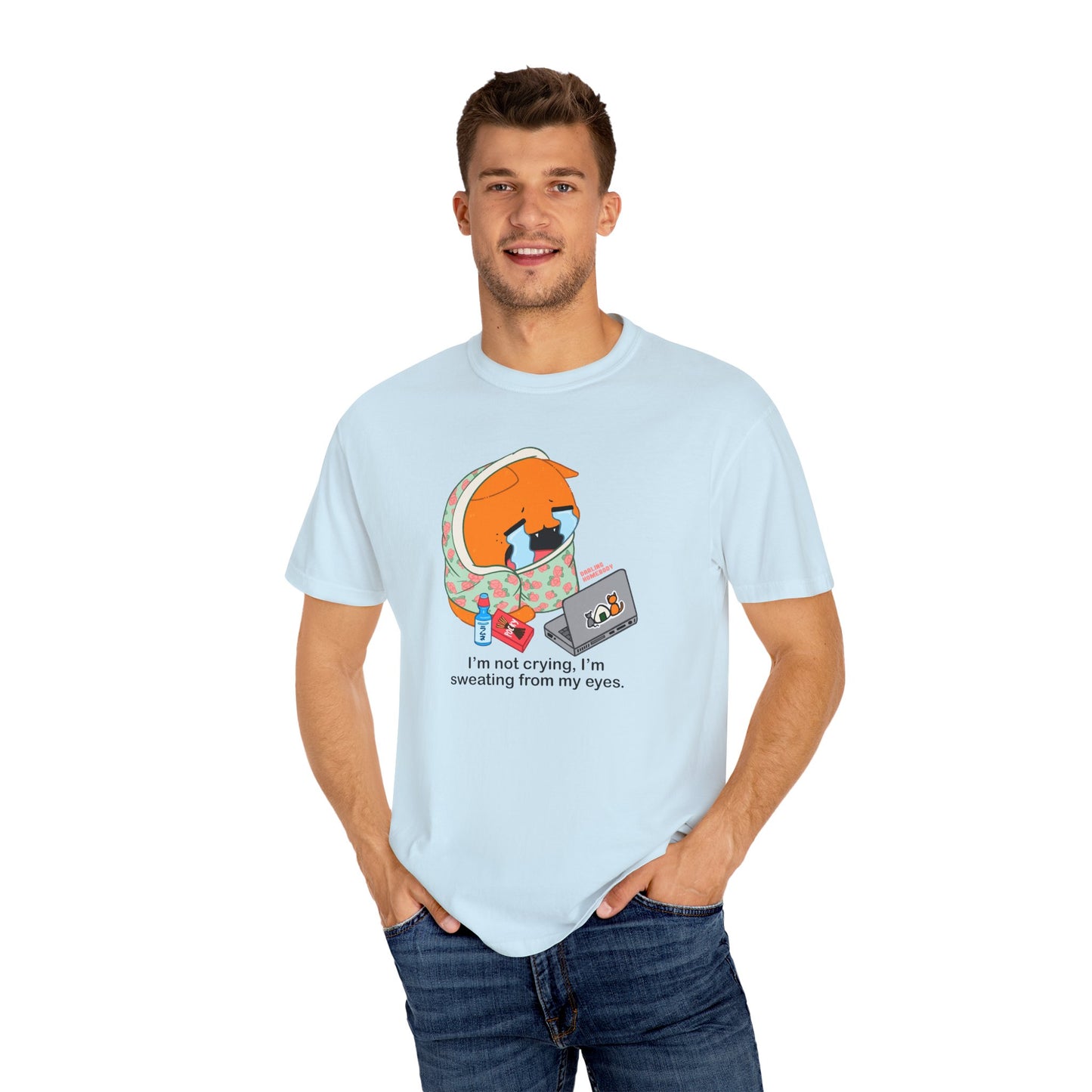 I’m Not Crying T-shirt. Orange Cat Watching Anime Shirt.