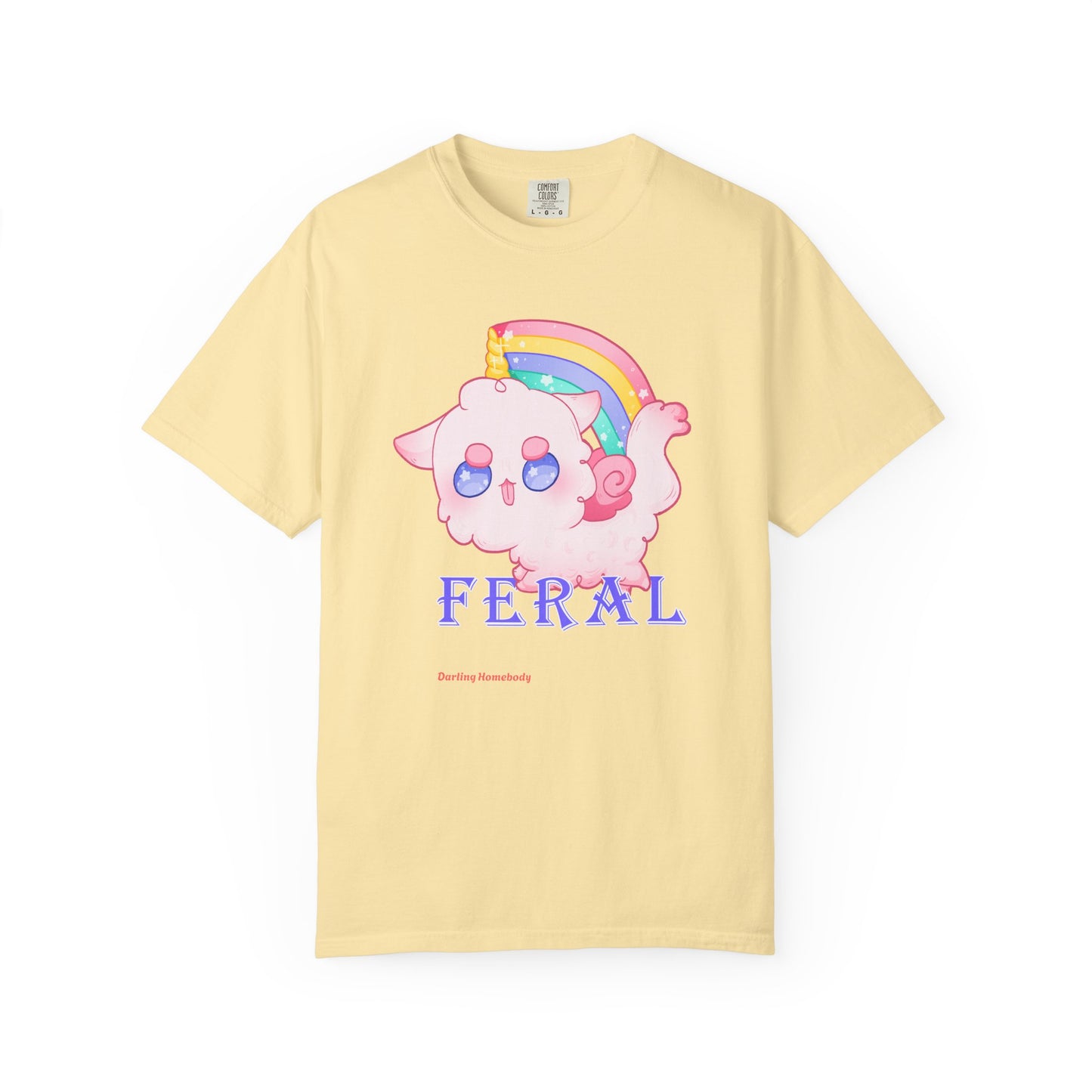 Rainbow Feral Cat Unicorn T-shirt.