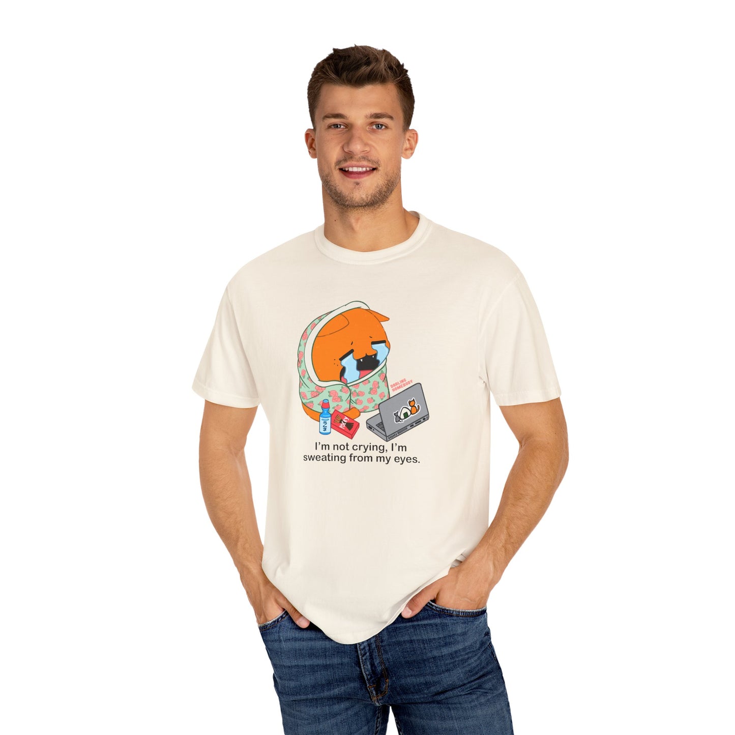I’m Not Crying T-shirt. Orange Cat Watching Anime Shirt.