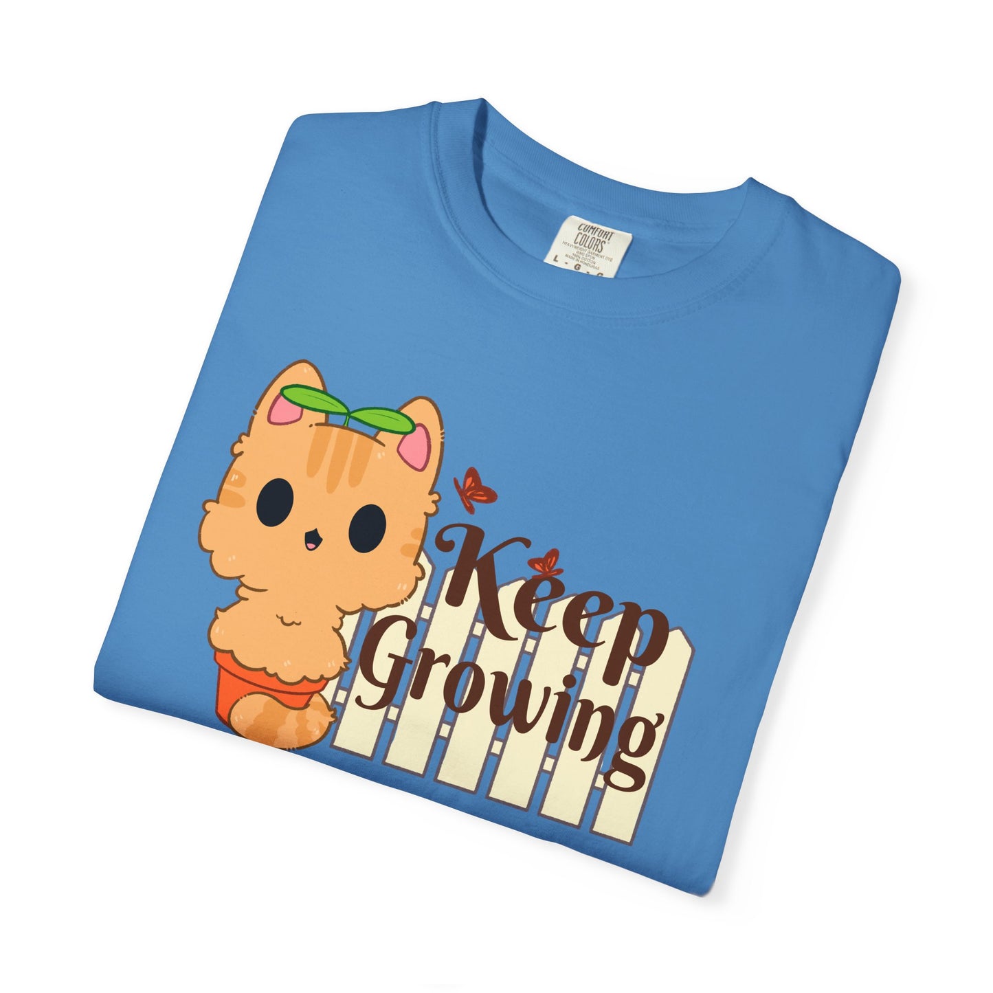 Keep Growing T-shirt. Cute Cat Plant Shirt.