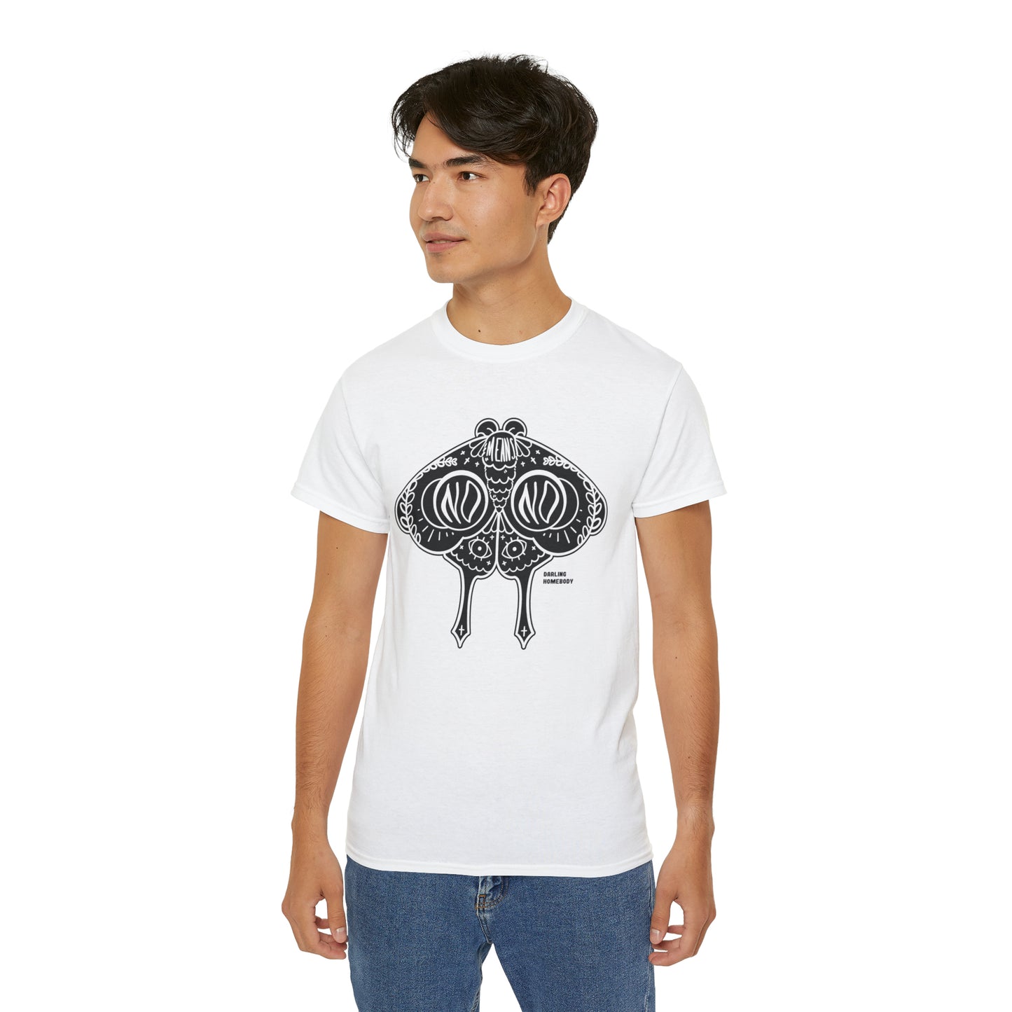 Moth No Means No Black on Light Unisex Ultra Cotton Tee