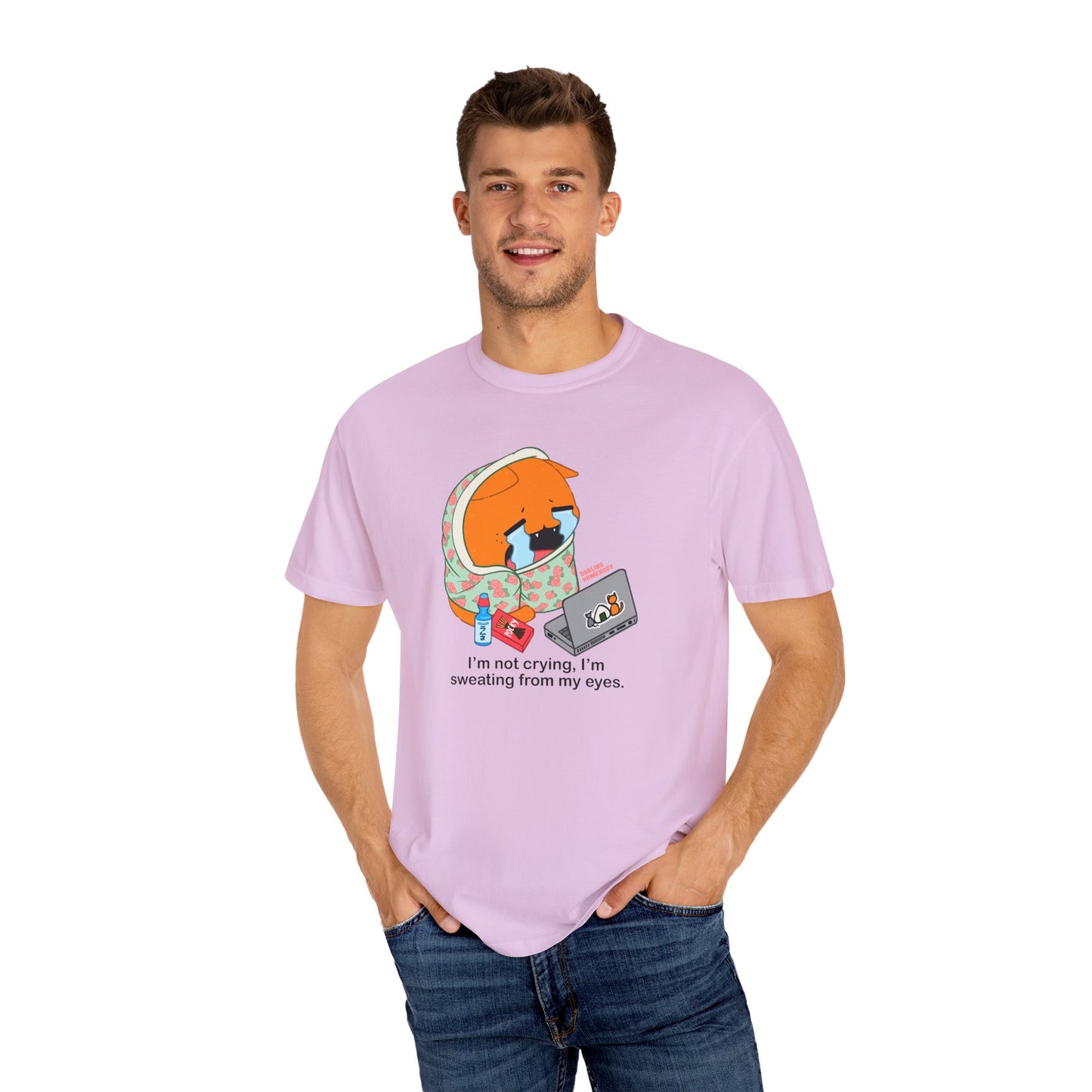 I’m Not Crying T-shirt. Orange Cat Watching Anime Shirt.