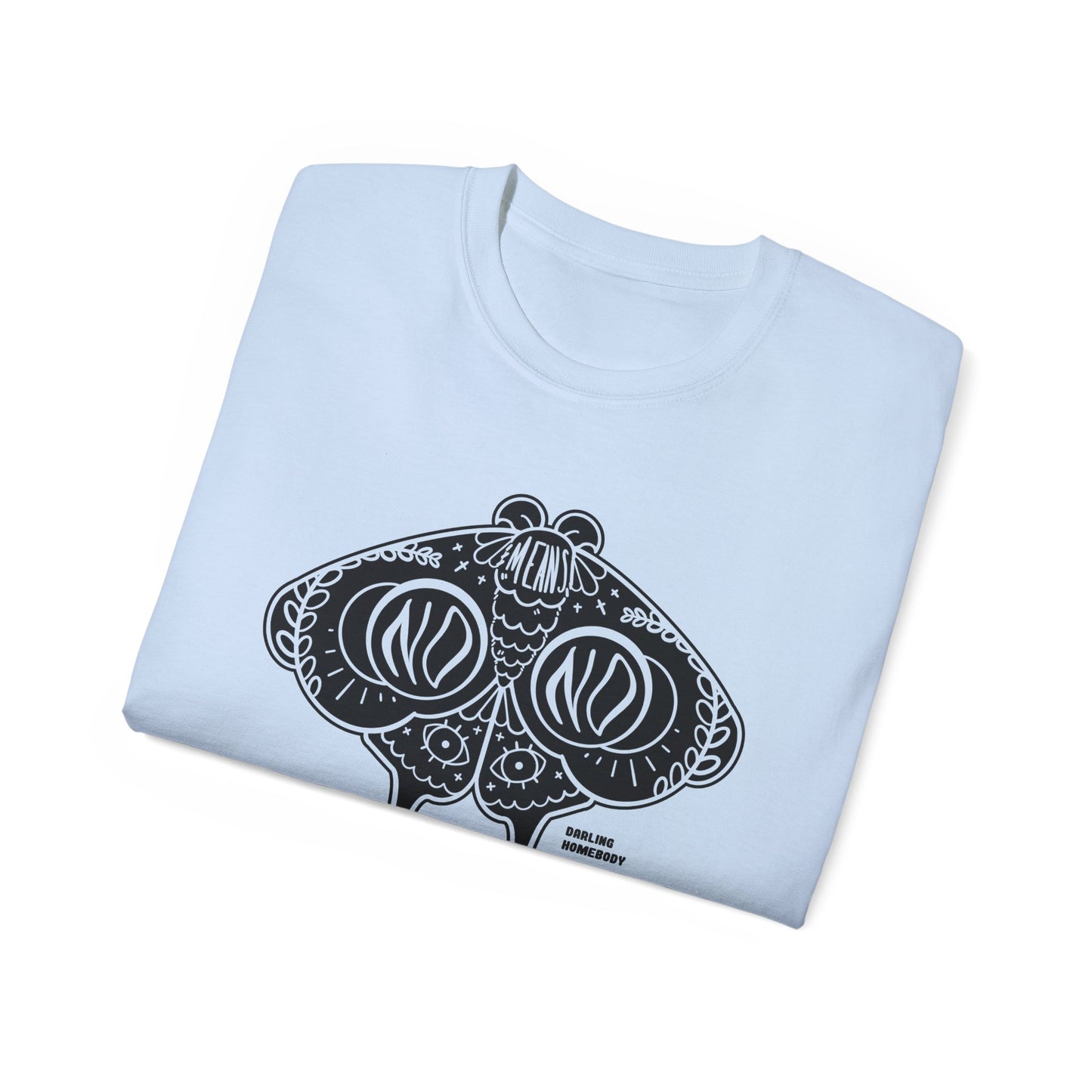 Moth No Means No Black on Light Unisex Ultra Cotton Tee