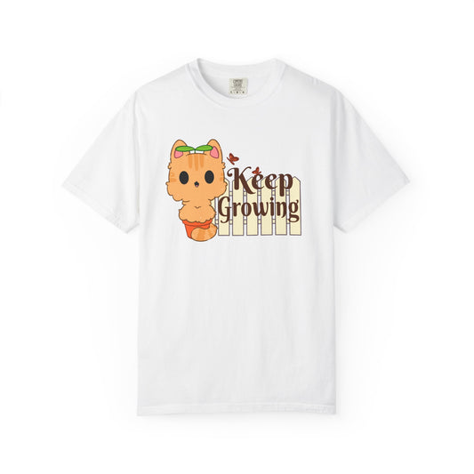 Keep Growing T-shirt. Cute Cat Plant Shirt.