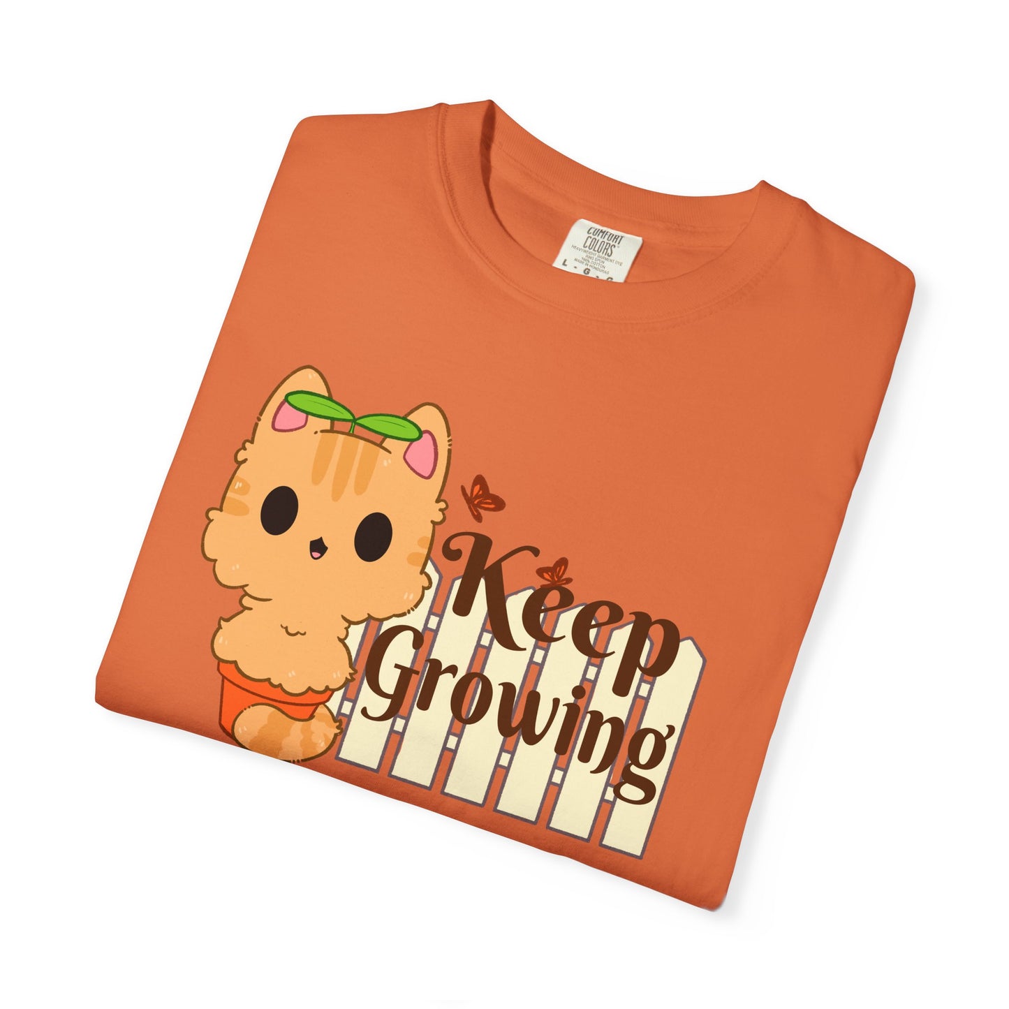 Keep Growing T-shirt. Cute Cat Plant Shirt.