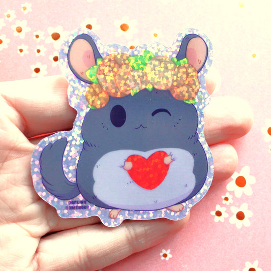 Chinchilla Sommar 2023 Limited Edition Sticker. Holographic Sparkle Effect.