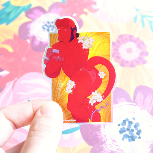 "Helltails" Sticker. Hellboy Sexy Super Swap Parody Edition. Holographic Decal.