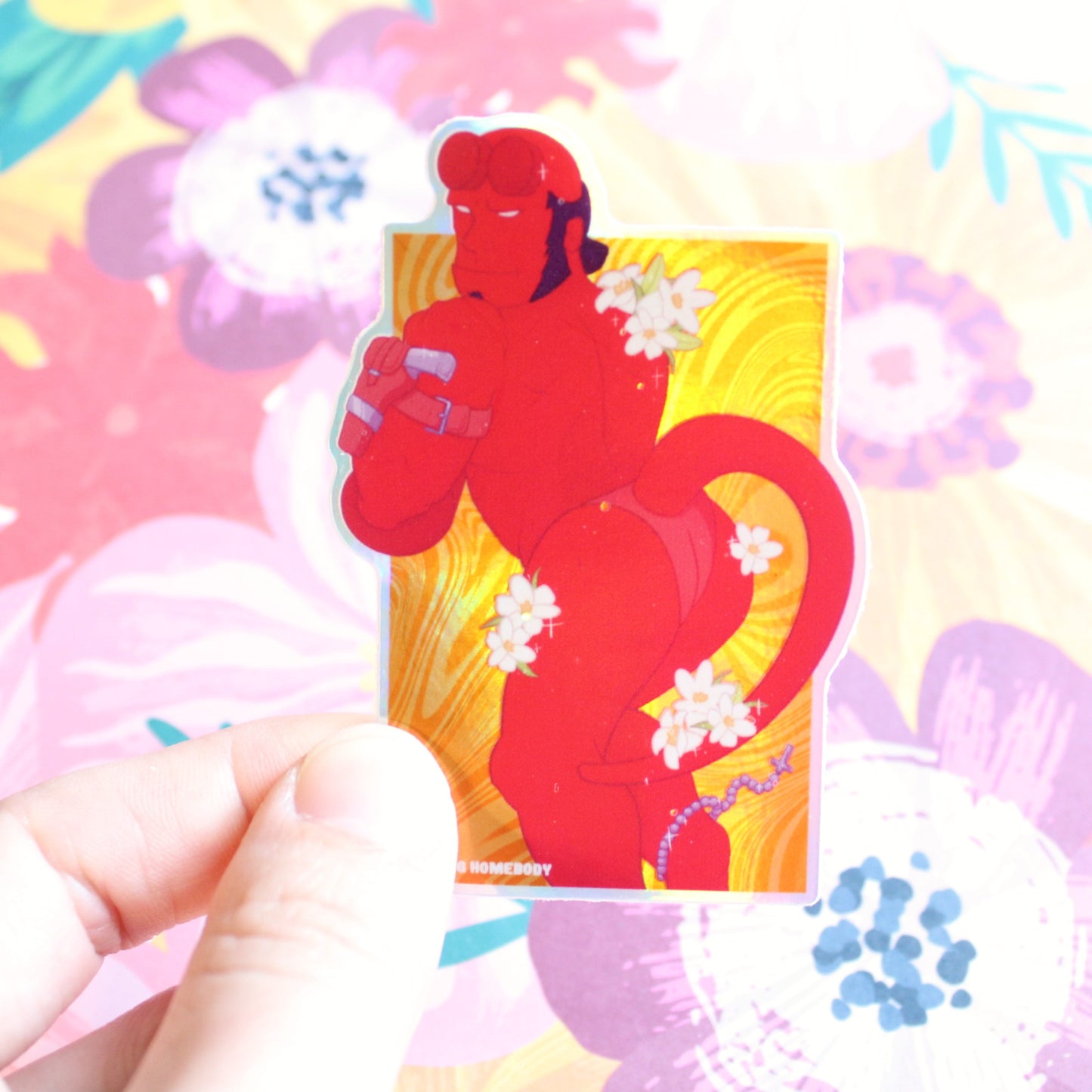 "Helltails" Sticker. Hellboy Sexy Super Swap Parody Edition. Holographic Decal.