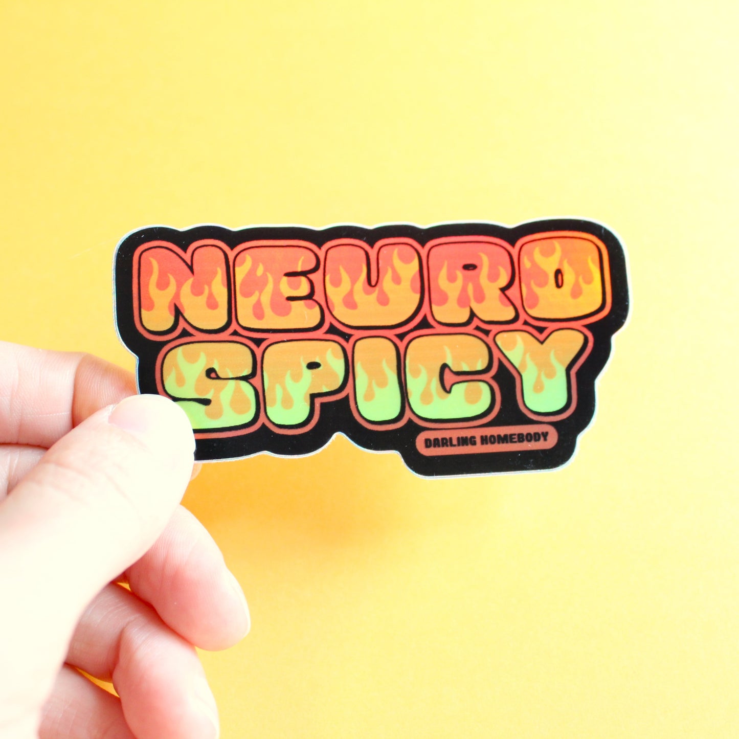 Neurospicy Sticker. Holographic Effect. Weatherproof. Neurodivergent Pride.