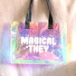 Magical They Holographic Tote Bag. Large Rainbow Waterproof Bag.