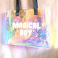 Magical Boy Holographic Tote Bag. Large Rainbow Waterproof Bag.