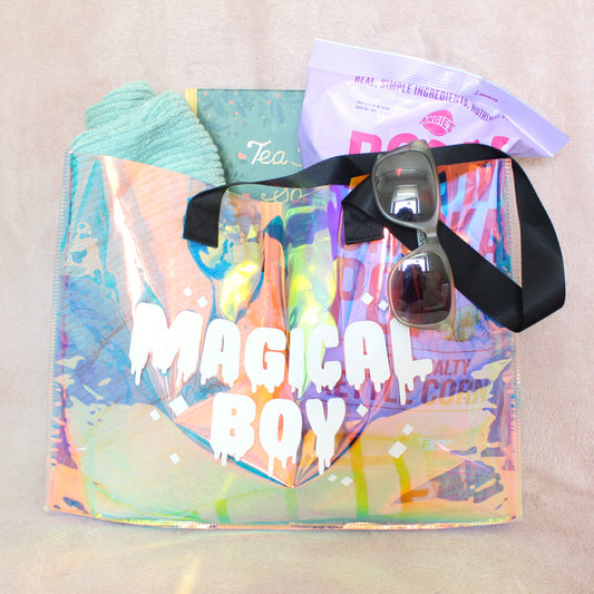 Magical Boy Holographic Tote Bag. Large Rainbow Waterproof Bag.