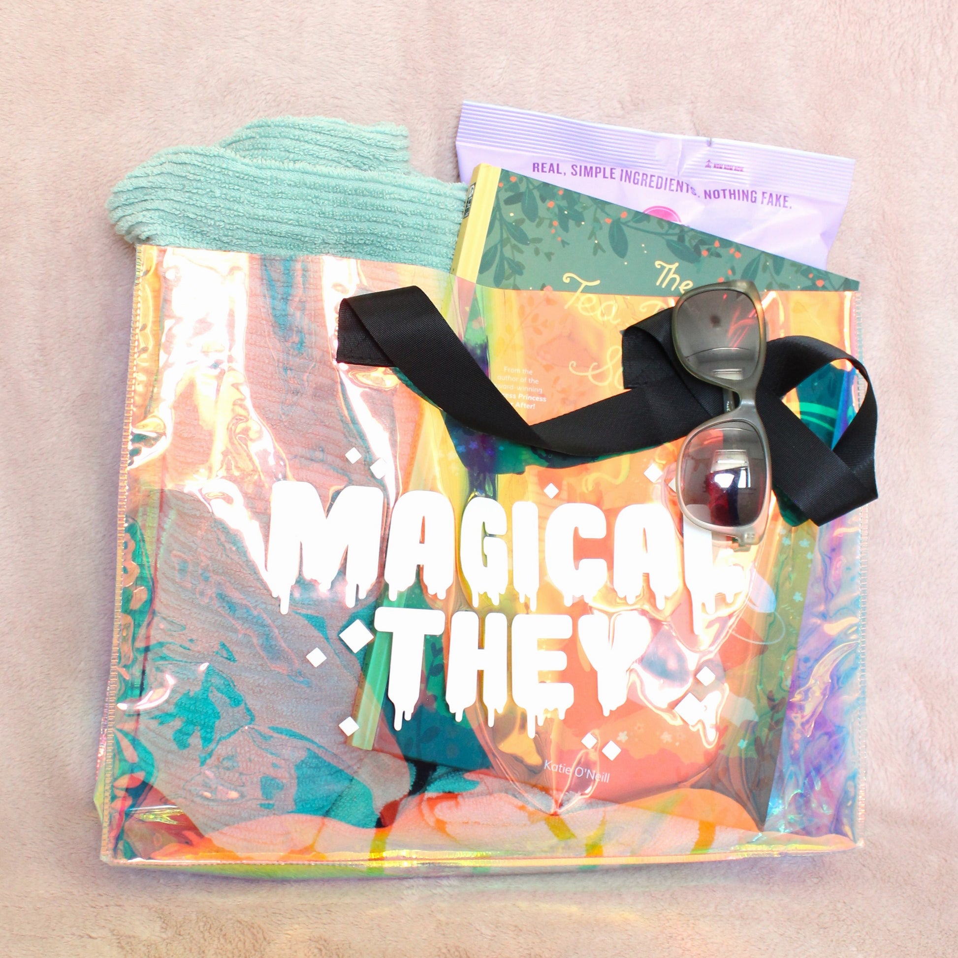 Magical They Holographic Tote Bag. Large Rainbow Waterproof