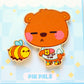 Wood Pin Set. Bear and Bumblebee Pin Pals.