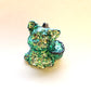Moody Emerald Geode Dinocat Figure. Handmade Resin Art Toy Mini Fig / Adorable Cat Dinosaur / Desk Decoration Collectable / Chibi