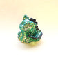 Moody Emerald Geode Dinocat Figure. Handmade Resin Art Toy Mini Fig / Adorable Cat Dinosaur / Desk Decoration Collectable / Chibi