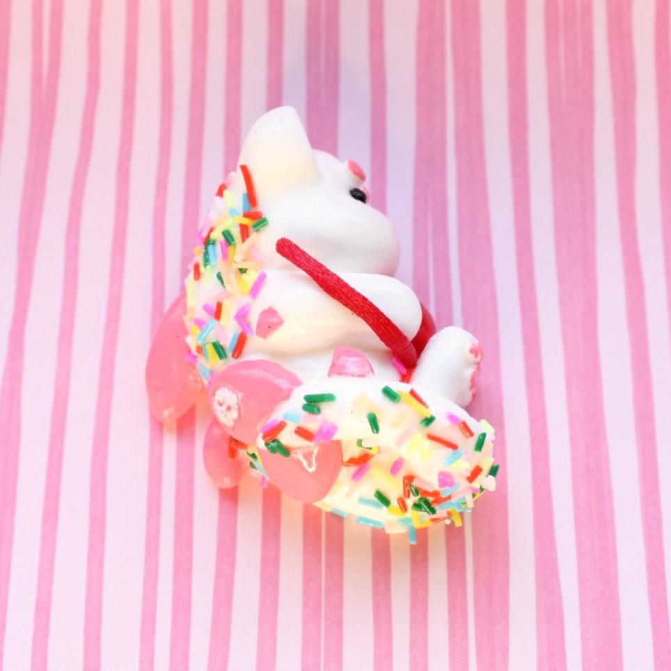 Ice Cream Mercat Figure. Pink Variant Handmade Resin Art Toy Mini Fig. Desk Decoration Collectable. Chibi