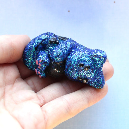 Moody Midnight Mercat Figure. Handmade Resin Art Toy Mini Fig. Desk Decoration Collectable. Chibi