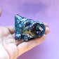 Moody Tourmaline Geode Mercat Figure. Handmade Resin Art Toy Mini Fig. Desk Decoration Collectable. Chibi