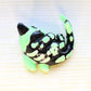 Glow-in-The-Dark Radioactive Skeleton Cat Shark Figure. Handmade Resin Art Toy Mini Fig. Desk Decoration Collectable. Chibi