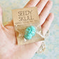 Single Teal Plantable Paper Skull / Seedy Skull Seed Bomb / Recycled Paper Pulp Craft / Spring Summer Small Gift / Wild Flowers