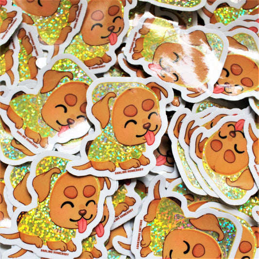 Rustina the Banana Dog 2021 Limited Edition Sticker. Glitter Sparkle Effect. Holo Sparkle Sticker.