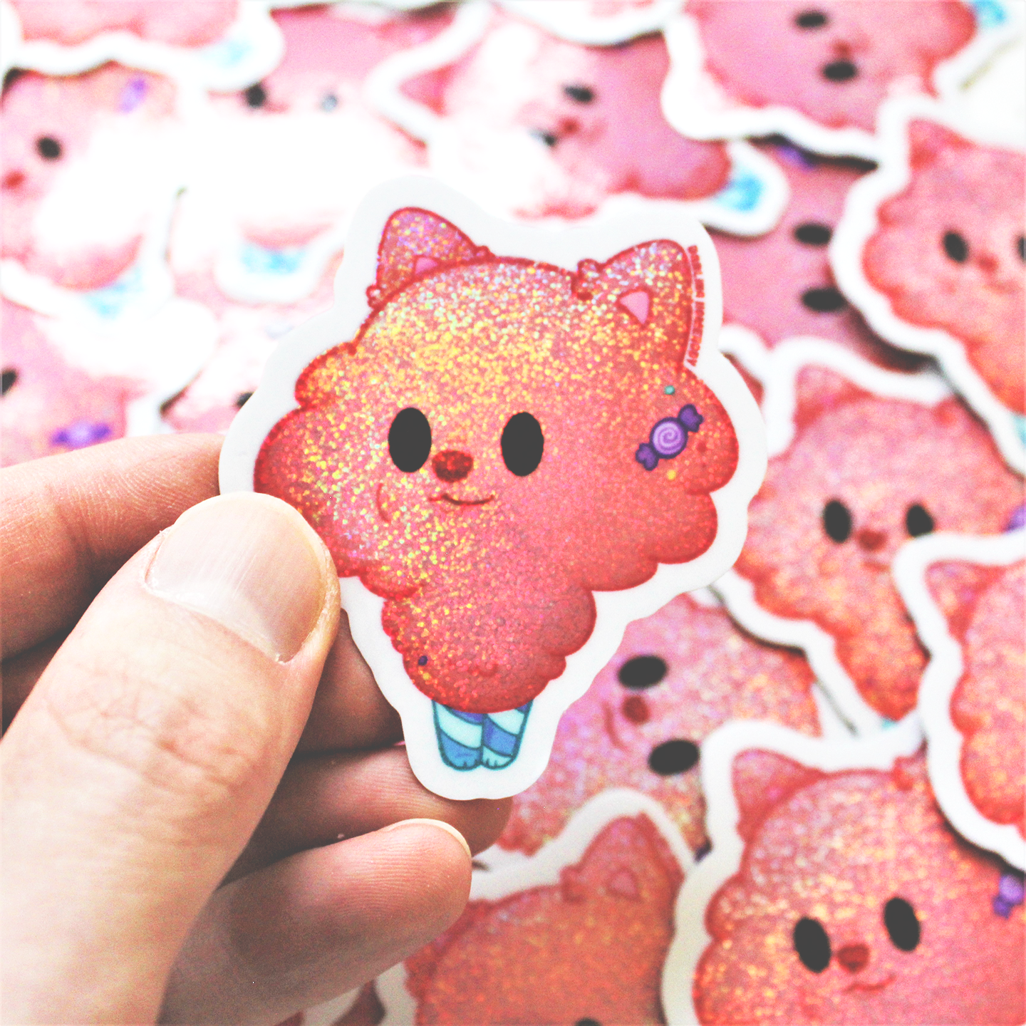 Cotton Candy Pomeranian 2022 Limited Edition Sticker. Glitter Sparkle Effect. Holo Sparkle Sticker.