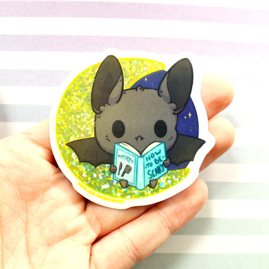 Moon Bat 2022 Limited Edition Sticker. Shiny Holographic Glitter Effect.