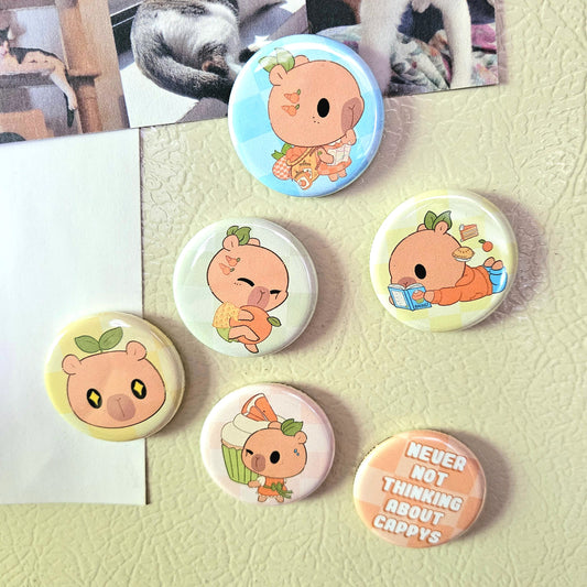 Capybara Magnet Set. 6 Handmade Magnets.