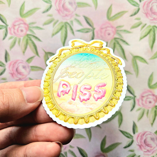 Let Trans People Pee Sticker. Coquette Embossed Decal.