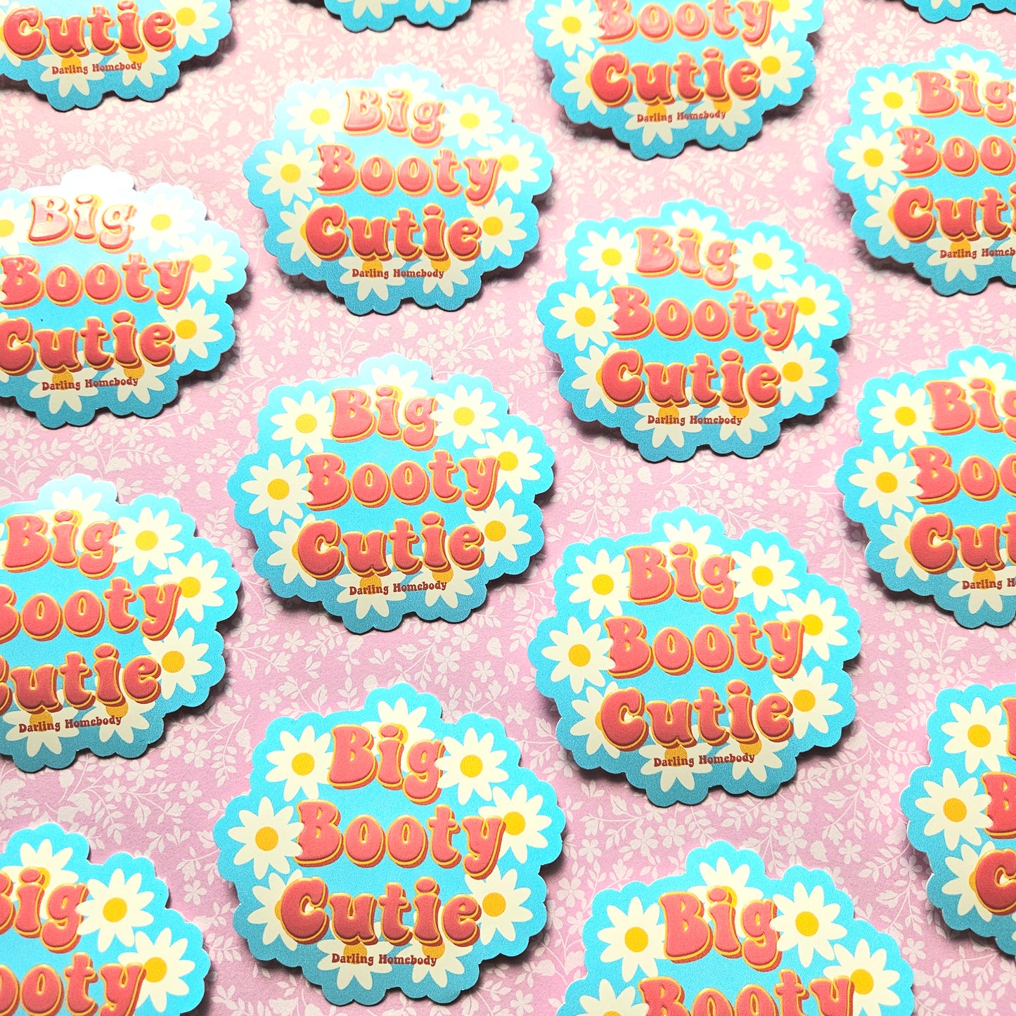 Big Booty Cutie Embossed Sticker. Floral Daisy Sticker.